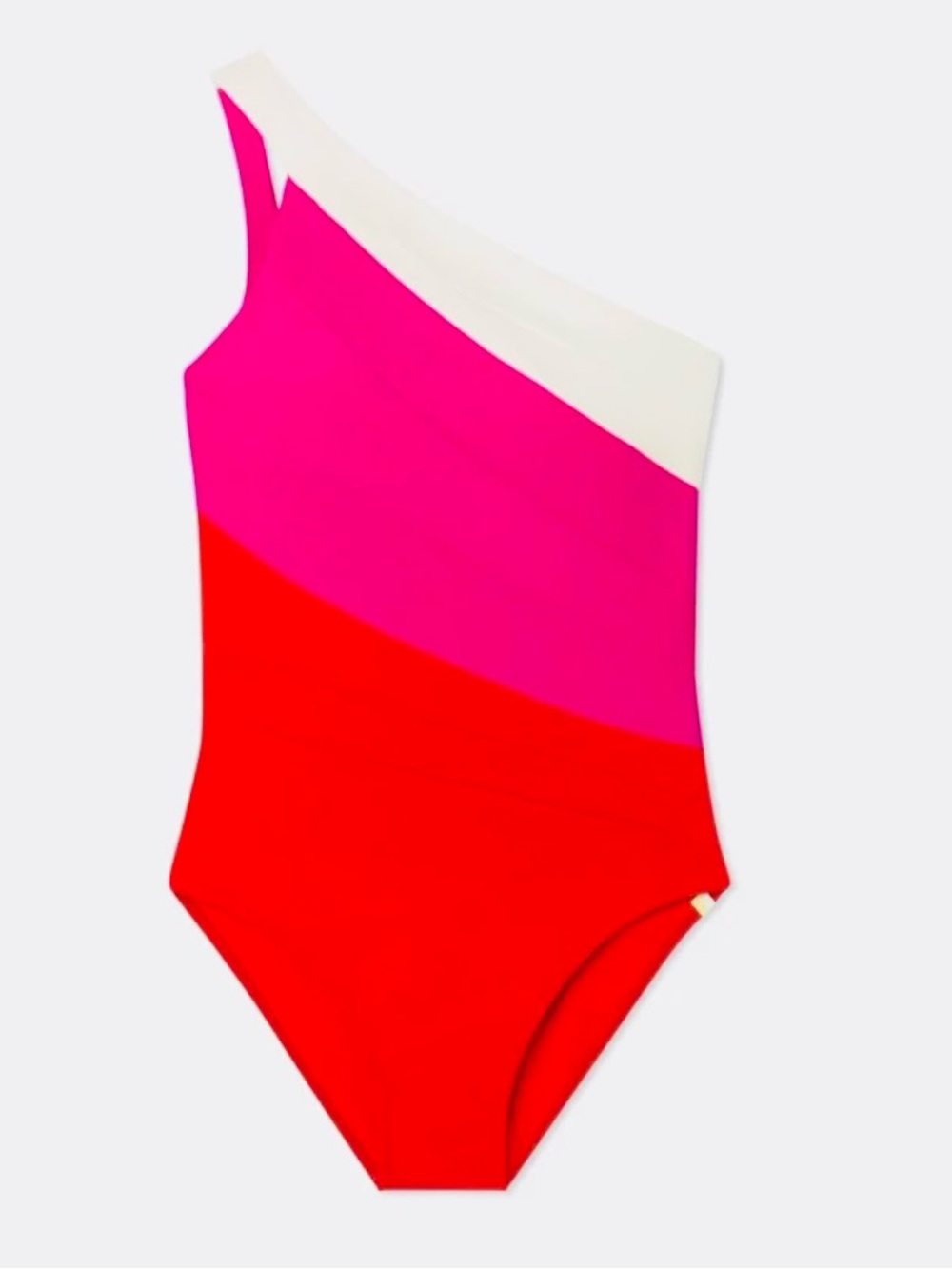 Summersalt The Sidestroke One-Shoulder Swimsuit in Red, Pink & Cream Sz 14LT